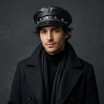 Casquette gavroche noir style militaire avec une chaine – Image 5