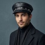 Casquette gavroche noir style militaire avec une chaine
