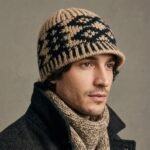 Bonnet dôme kaki et noir à motifs jacquard géométriques – Image 7