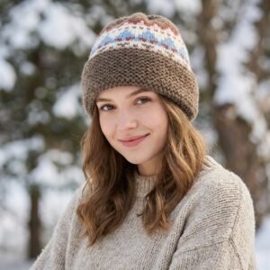 Bonnet en maille bouclée à revers