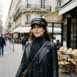 Casquette de marin noire en cuir artificiel avec détails métalliques – Image 4