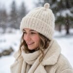 Bonnet beige en maille mohair fluffy – Image 5