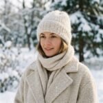 Bonnet beige en maille mohair fluffy – Image 4