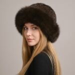 Chapeau cloche en fourrure tricoté à la main pour femme