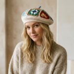 Béret en laine tricoté au crochet style bohème pour femmes – Image 5