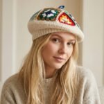 Béret en laine tricoté au crochet style bohème pour femmes – Image 2