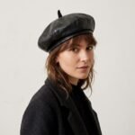 Béret en cuir pour femme style parisien rétro