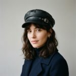 Casquette de marin noire en cuir artificiel avec détails métalliques – Image 6
