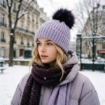 Bonnet à pompon volumineux en fourrure