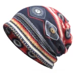 Bonnet slouchy imprimé motifs ethniques et géométriques