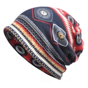 Bonnet slouchy imprimé motifs ethniques et géométriques