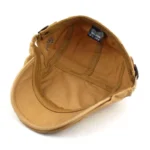 Casquette plate beige dromadaire en coton délavé – Image 6