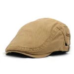 Casquette plate beige dromadaire en coton délavé – Image 4