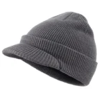 Bonnet à visière gris en laine tricotée double couche