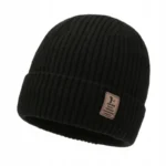 Bonnet noir en maille côtelée pour homme et femme