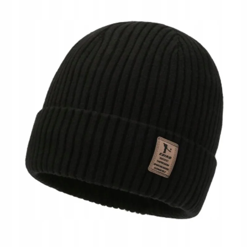 kf-S1c2d6cf0dcc245199a50fde04f20a8e9M Bonnet noir en maille côtelée pour homme et femme – Image 1