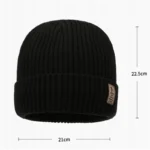 Bonnet noir en maille côtelée pour homme et femme – Image 2