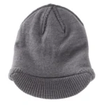 Bonnet à visière gris en laine tricotée double couche – Image 3