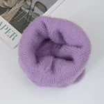 Bonnet péruvien en maille angora fluffy avec cache-oreilles – Image 4
