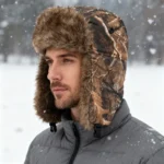 Chapka trappeur à motif camouflage forêt et fausse fourrure – Image 11