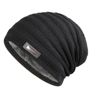 Bonnet slouchy en maille à rayures