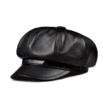 Casquette gavroche en cuir style rétro vintage – Image 2