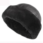 Bonnet d'hiver en cuir et fourrure – Image 6