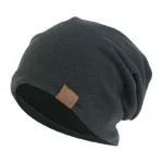 Bonnet slouchy noir fin en tissu respirant – Image 3