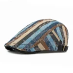 Casquette plate en coton à rayures et motifs arabesques – Image 6