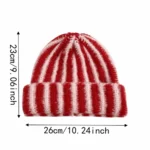 Bonnet rayé jaune et blanc en maille pelucheuse fluffy – Image 2