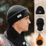 Bonnet cagoule 2-en-1 noir en maille tricotée – Image 7