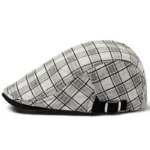 Casquette plate en coton à carreaux style gentleman – Image 5