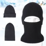 Bonnet cagoule 2-en-1 noir en maille tricotée – Image 6