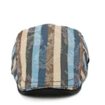 Casquette plate en coton à rayures et motifs arabesques – Image 5