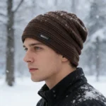 Bonnet slouchy en maille à rayures – Image 7
