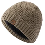 Bonnet chiné en maille à motifs chevron avec doublure moumoute