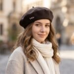 Béret en feutre de laine avec broche